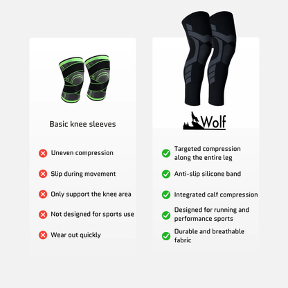Wolf Full-Leg Compression Sleeves (Pair) - Black