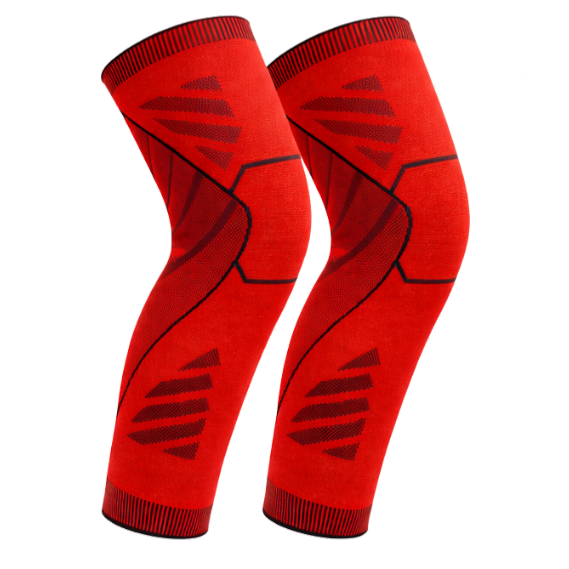 Wolf Full-Leg Compression Sleeves (Pair) - Red